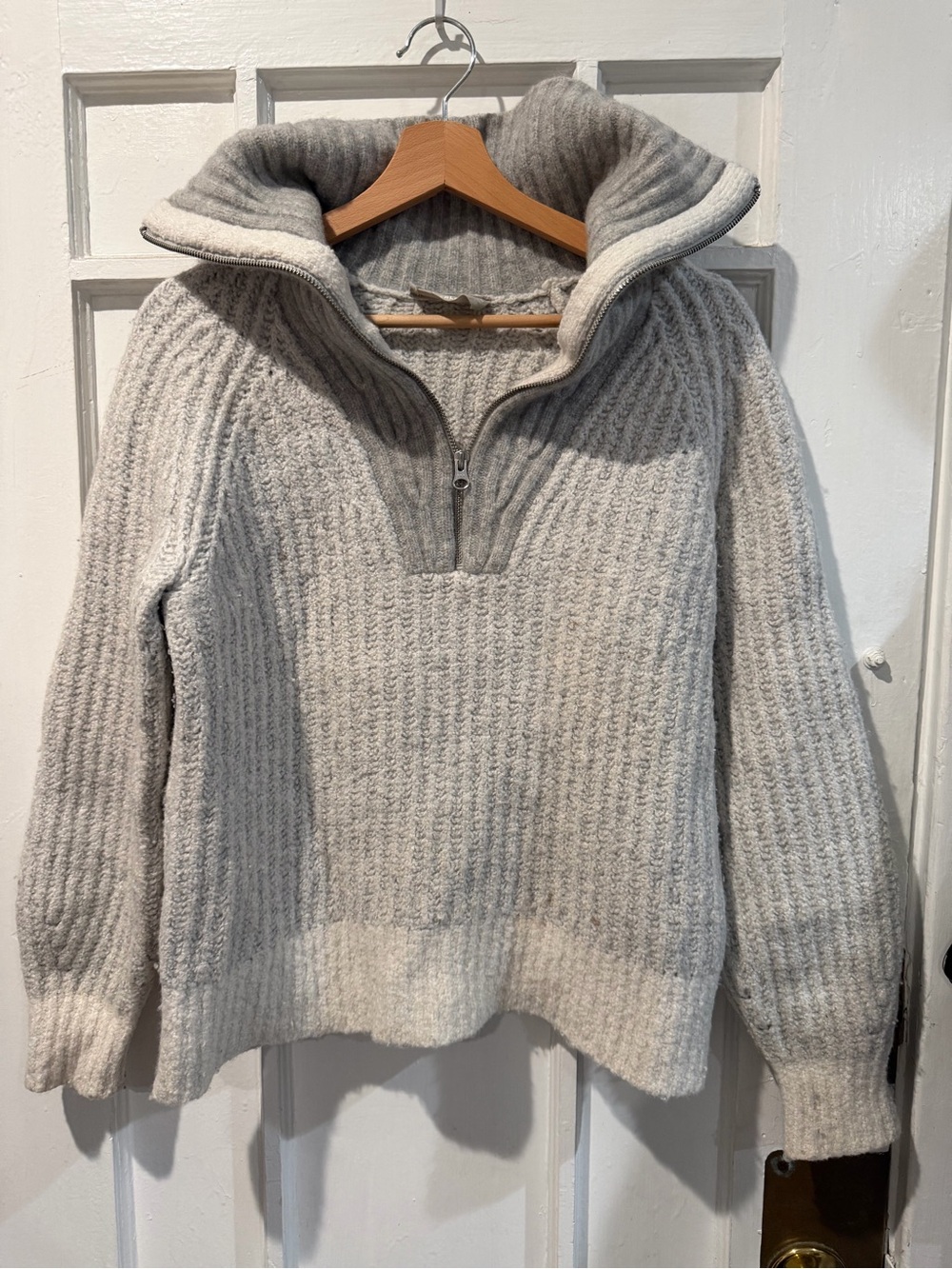 Everlane Gray Ribbed Half-Zip Pullover